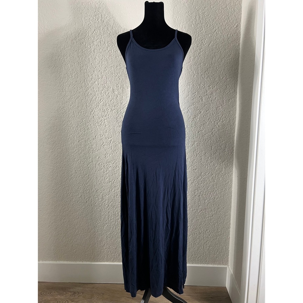 Brandy Melville Navy Blue Spaghetti Strap Maxi Dress Scoop Neck Long Slip